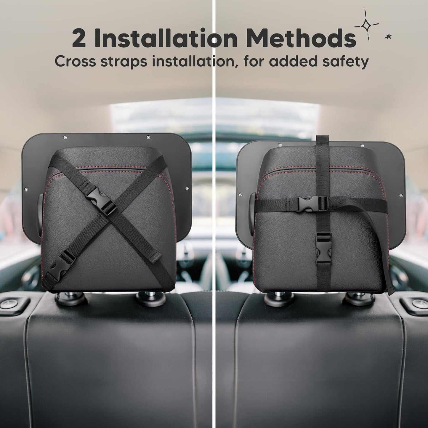 Baby Car Seat Mirror, Wide View, Shatterproof (Matte Black) | Backseat Infant Car Mirror for Baby Rear Facing, Crystal Clear View, Travel, Easy Install & Adjust for Removable Headrest