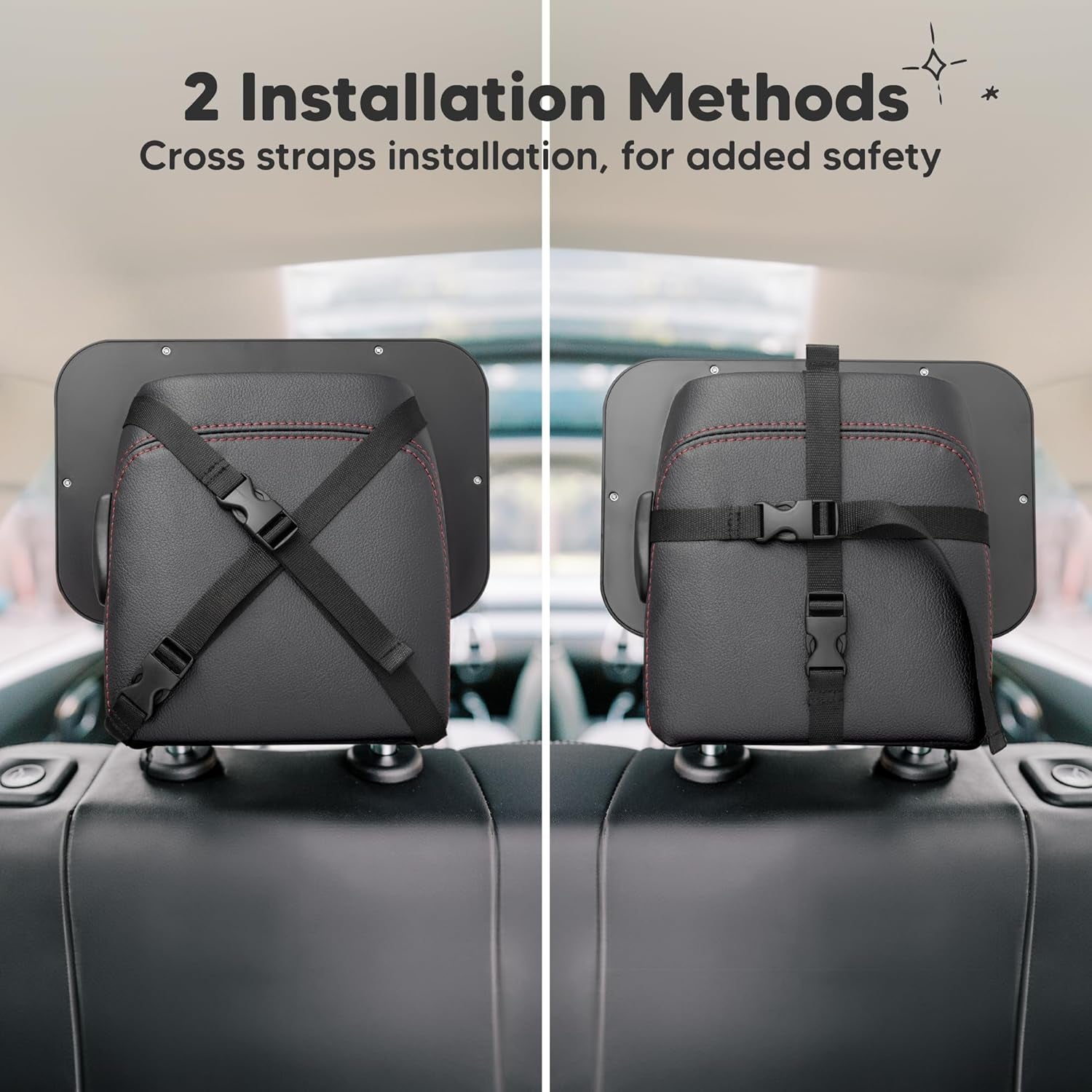 Baby Car Seat Mirror, Wide View, Shatterproof (Matte Black) | Backseat Infant Car Mirror for Baby Rear Facing, Crystal Clear View, Travel, Easy Install & Adjust for Removable Headrest