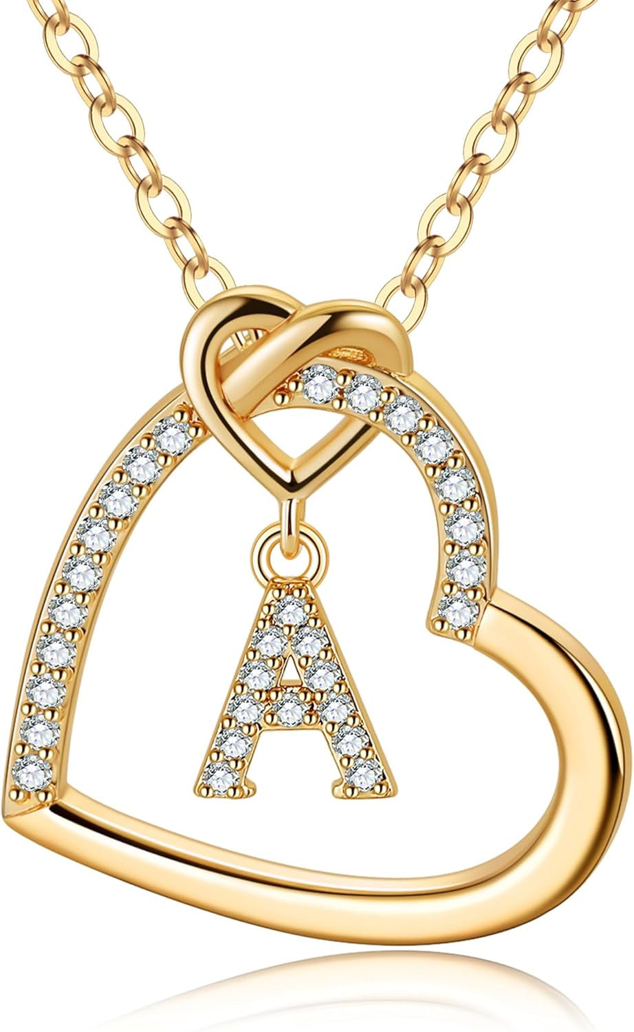 Heart Initial Necklaces for Women Teen Girls - a - Z Necklace Gift | Adjustable Cubic Zirconia Heart Pendant Initial Necklace, Birthday Gifts for Kids Girls Women, Jewelry for Girls Women