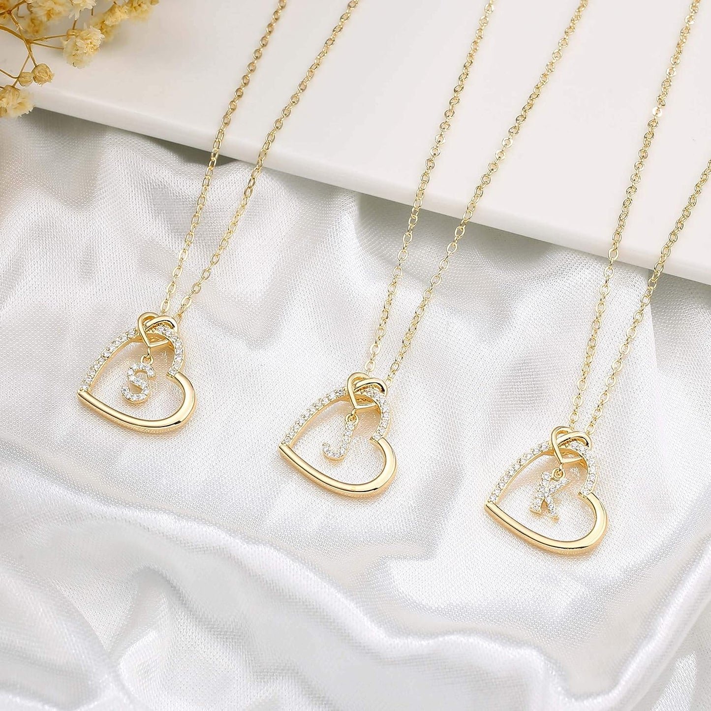 Heart Initial Necklaces for Women Teen Girls - a - Z Necklace Gift | Adjustable Cubic Zirconia Heart Pendant Initial Necklace, Birthday Gifts for Kids Girls Women, Jewelry for Girls Women