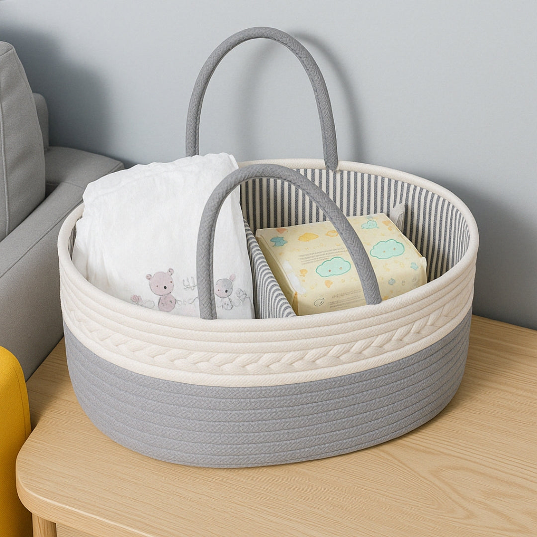 Panier à Couches Tressé – Organisation Élégante pour les Essentiels de Bébé